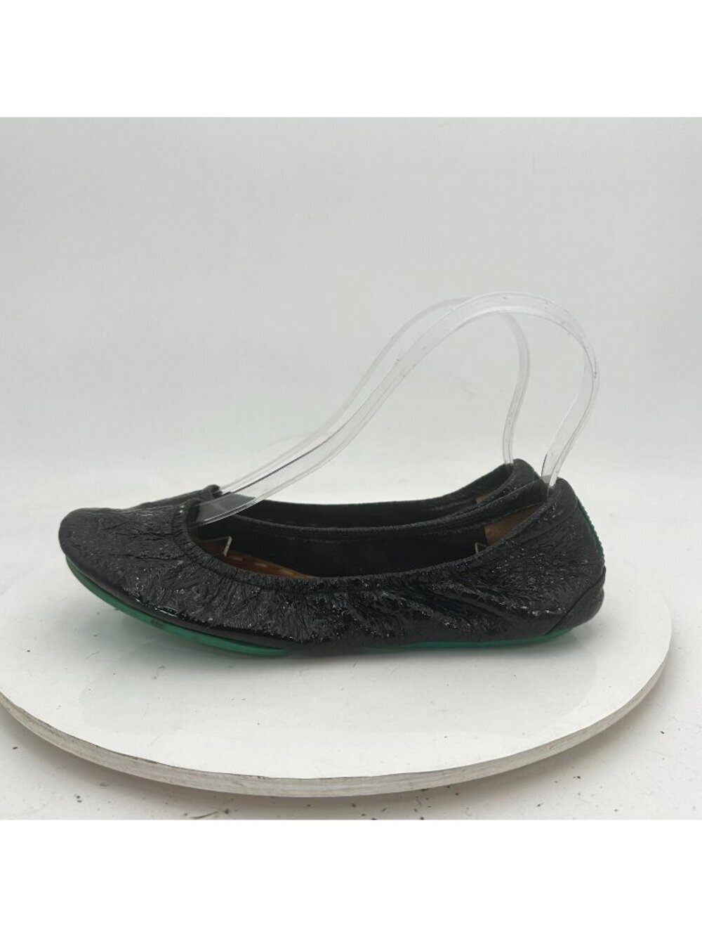 Tieks By Gavrieli Women Size 6 Black Patent Green Leather Ballet Women Flat Shoe